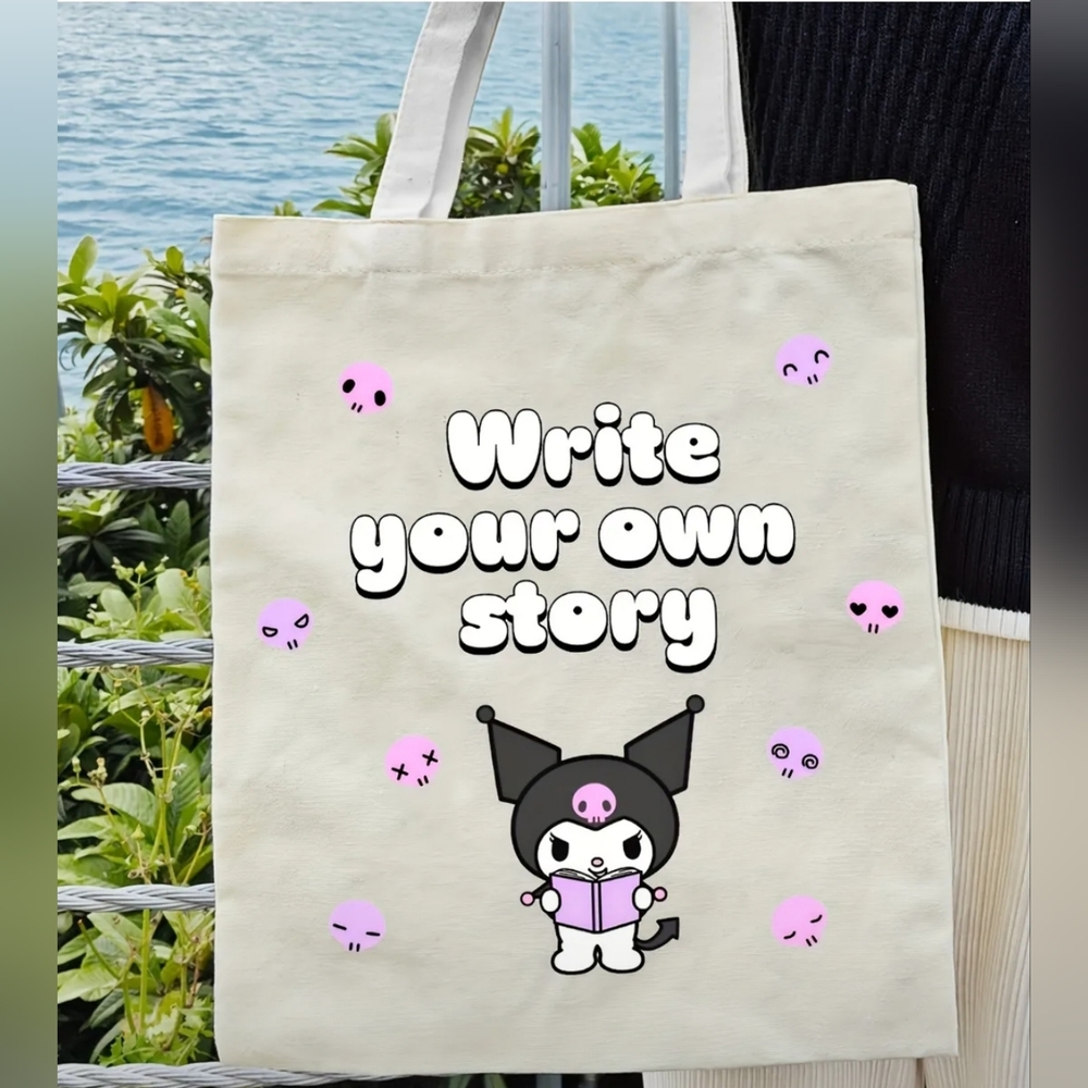 🦋3/$25 Kuromi canvas tote bag "write your own story"